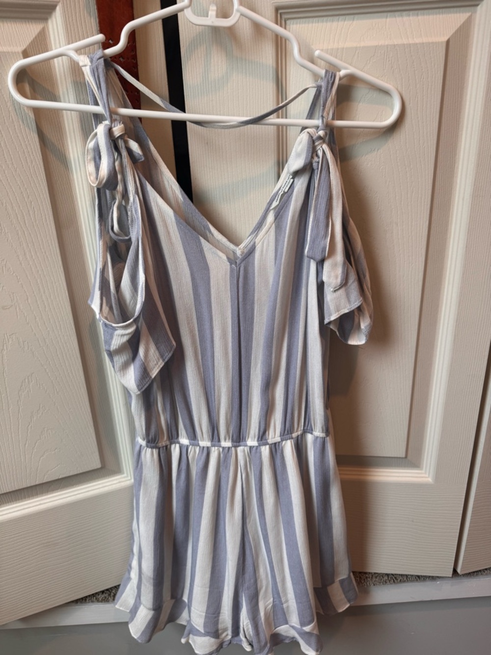 American Eagle Outfitters Blue and White Striped One-Piece Romper